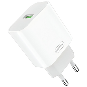 Сетевое зарядное USB устройство ( 1 USB выход ) Denmen DC07 , 18 Вт, 3.6-12 В, 1.5-3 A, QC3.0, белое