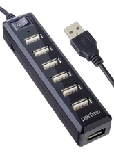 USB HUB Perfeo PF_C3225 , 7 портов , чёрный