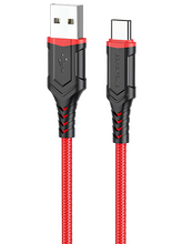 Кабель Borofone BX67 джек USB - джек USB Type-C , 3 А , 1 метр , нейлон , красный