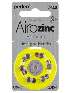 Батарейка для слуховых аппаратов ZA10 Perfeo ( AC10, DA230, PR70, PR230 ) BL6 , PF ZA10/6BL