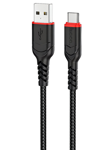 Кабель Hoco X59 Victory джек USB - джек USB Type-C , 3 А , 1 метр , нейлон , чёрный