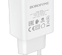 Сетевое зарядное USB устройство ( 1 USB выход ) Borofone BA66A, 18 Вт, 5-12 В, 1.5-3 A, QC3.0, белое