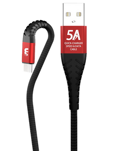 Кабель Peston X7 джек USB - джек micro USB , 5 А , 1 метр , чёрно-красный