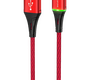 Кабель Borofone BU25 Glory джек USB - джек micro USB , 2.4 А , 1.2 метра , подсветка , красный