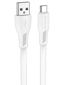 Кабель Borofone BX85 Auspicious джек USB - джек USB Type-C , 3 А , 1 метр , плоский , белый