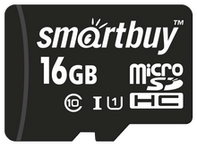 Карта памяти MicroSD 16 Гб SmartBuy UHS-I Класс 10 , SB16GBSDCL10-00