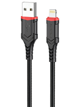 Кабель Borofone BX67 джек USB - джек Lightning , 2.4 А , 1 метр , нейлон , чёрный