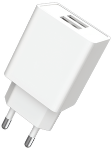 Сетевое зарядное USB устройство ( 2 USB выхода ) Denmen DC02 , 5 В , 2.1 А , белое