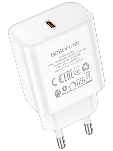 Сетевое зарядное USB устройство ( 1 Type-C выход ) Borofone BA71A , 20 Вт , 5-12 В , 1.67-3 A, белое