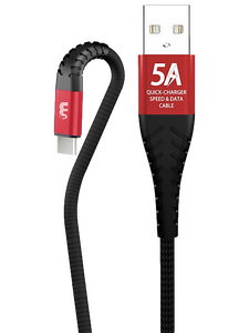 Кабель Peston X8 джек USB - джек USB Type-C , 5 А , 1 метр , чёрно-красный
