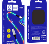 Кабель Denmen D25V джек USB - джек micro USB , 2.4 А , 1 метр , подсветка кабеля , серебристый