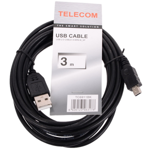 Кабель Telecom TC6911BK-3.0M джек USB - джек mini USB , 3 метра , чёрный
