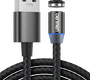 Кабель Denmen D09L джек USB - джек Lightning , 2.4 А , 1 метр , магнитный Lightning , нейлон, чёрный