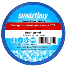 Изолента SmartBuy SBE-IT-15-10-db , 10 метров , 0.13 мм х 15 мм , синяя