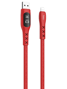 Кабель Hoco S6 Sentinel джек USB - джек Lightning , 2.4 А , 1.2 метра , дисплей , красный