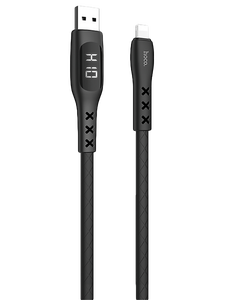 Кабель Hoco S6 Sentinel джек USB - джек Lightning , 2.4 А , 1.2 метра , дисплей , чёрный