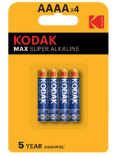 Батарейка LR61 ( AAAA , LR8D425 ) Kodak Max Super Alkaline BL4 , Б0046504