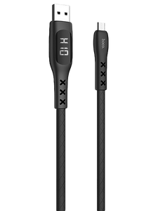 Кабель Hoco S6 Sentinel джек USB - джек micro USB , 2.4 А , 1.2 метра , дисплей , чёрный