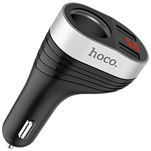 Разветвитель автомобильного прикуривателя ( 1 прикуриватель + 2 USB ) Hoco Z29 , чёрный