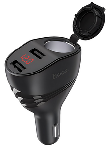 Разветвитель автомобильного прикуривателя ( 1 прикуриватель + 2 USB ) Hoco Z34 , чёрный
