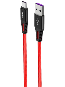 Кабель Hoco X22 джек USB - джек USB Type-C , 5 А , 1 метр , красно-чёрный