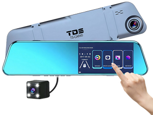 Автомобильный видеорегистратор ( зеркало ) TDS TS-CAR45, 2 камеры, 1920x1080, 640x480, mov, до 32 Гб