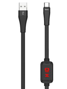 Кабель Hoco S4 джек USB - джек USB Type-C , 3 А , 1.2 метра , дисплей , чёрный