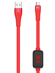 Кабель Hoco S4 джек USB - джек micro USB , 2.4 А , 1.2 метра , дисплей , красный