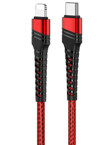 Кабель Borofone BU21 Dragon джек USB Type-C - джек Lightning , 3 А , 1.2 метра , нейлон , красный