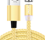 Кабель Denmen D09V джек USB - джек micro USB , 2.4 А , 1 метр , магнитный micro USB, нейлон, золотой