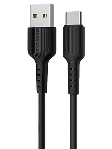Кабель Borofone BX16 Easy джек USB - джек USB Type-C , 3 А , 1 метр , чёрный