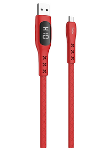Кабель Hoco S6 Sentinel джек USB - джек micro USB , 2.4 А , 1.2 метра , дисплей , красный